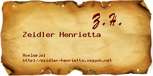 Zeidler Henrietta névjegykártya